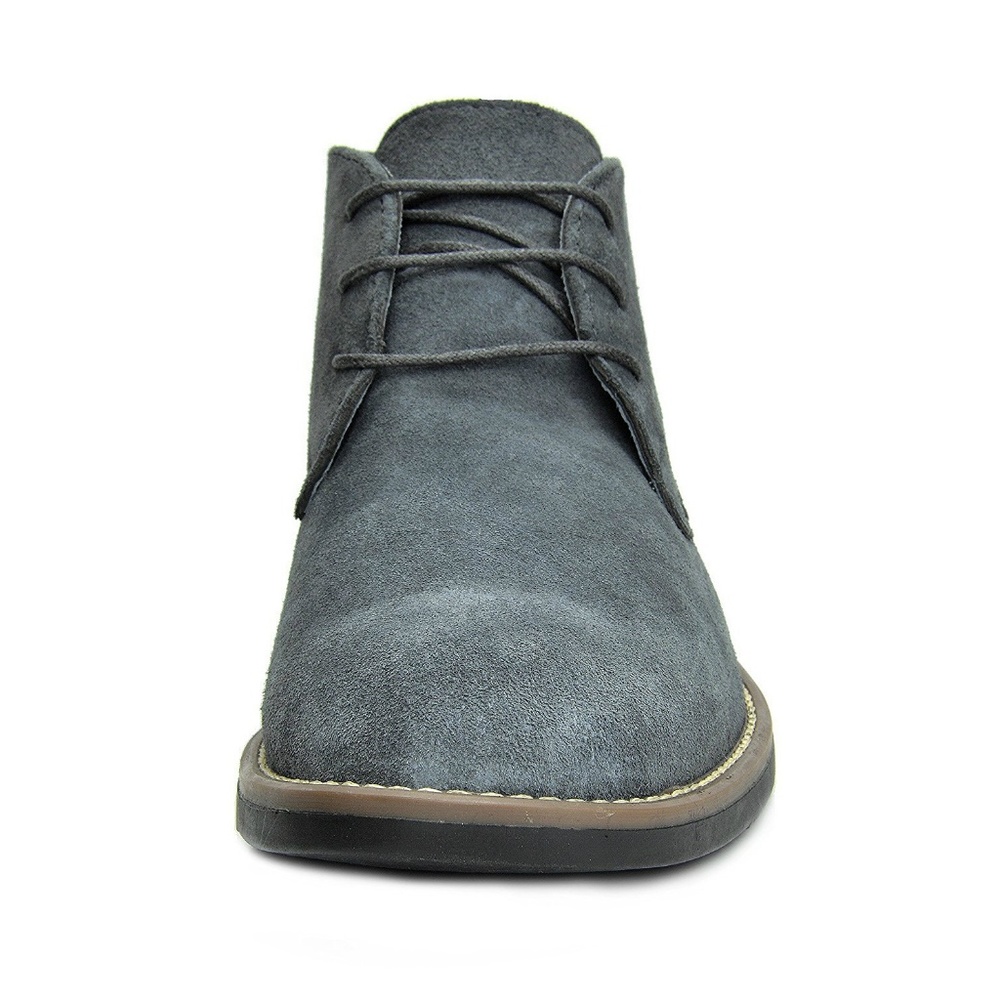 New Mens Gray Suede Leather Lace Up Chukka Boots - Picture 3 of 5